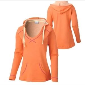 Columbia PFG Womens Hoodie Orange Terry Cloth Tropic Haven Sweatshirt EUC sz L